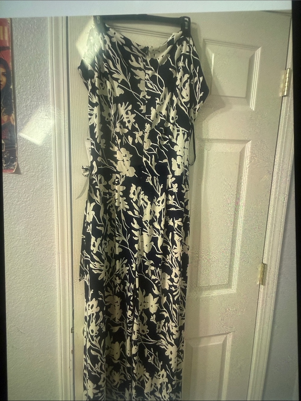 Maggy London Black and Cream Floral Maxi Dress